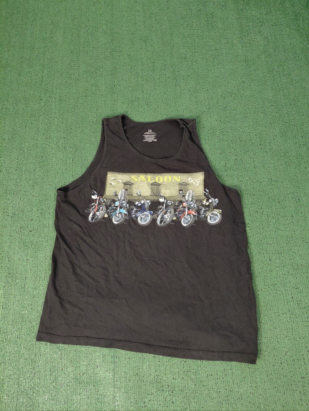 Saloon Motorcycles Biker Cards Dice Bar Black Tank Top Sz XL